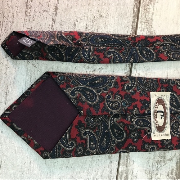 Paisley Silk Tie Bert Pulitzer Navy Red - Picture 4 of 7